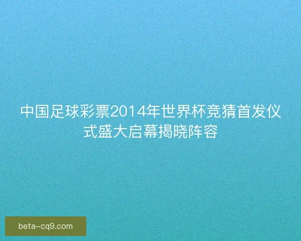 中国足球彩票2014年世界杯竞猜首发仪式盛大启幕揭晓阵容