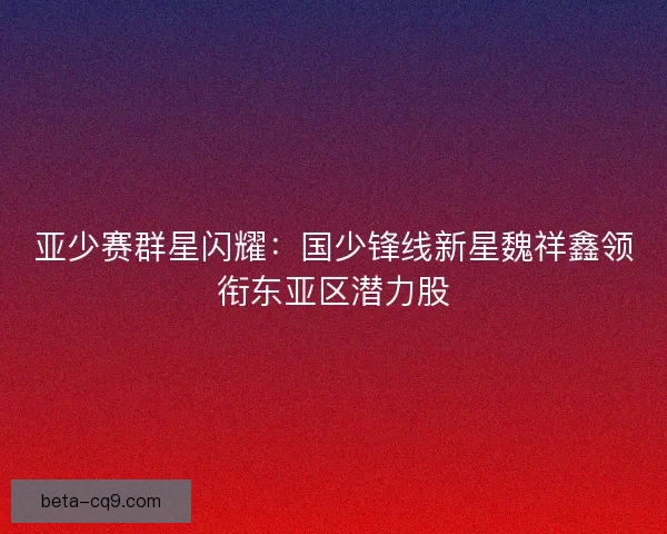 亚少赛群星闪耀：国少锋线新星魏祥鑫领衔东亚区潜力股